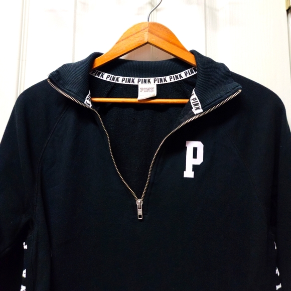 Y2K Victoria's Secret PINK DOG SPELLOUT LOGO ACADEMIA Half Zip Sweatshirt XS - Picture 7 of 10
